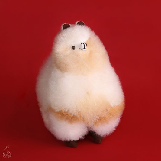 ALPACA FUR TOY | Natural White & Beige Handcrafted Alpaca Fur Stuffed Plush