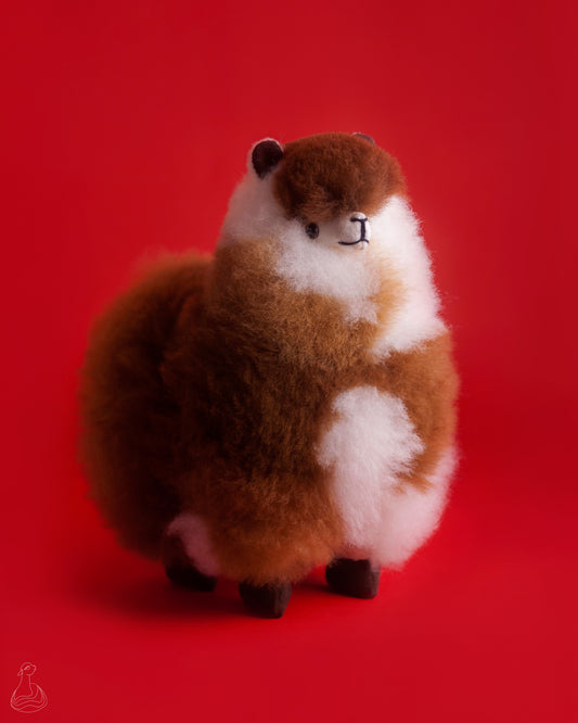 ALPACA FUR TOY | Natural White & Mocha Handcrafted Alpaca Fur Stuffed Plush