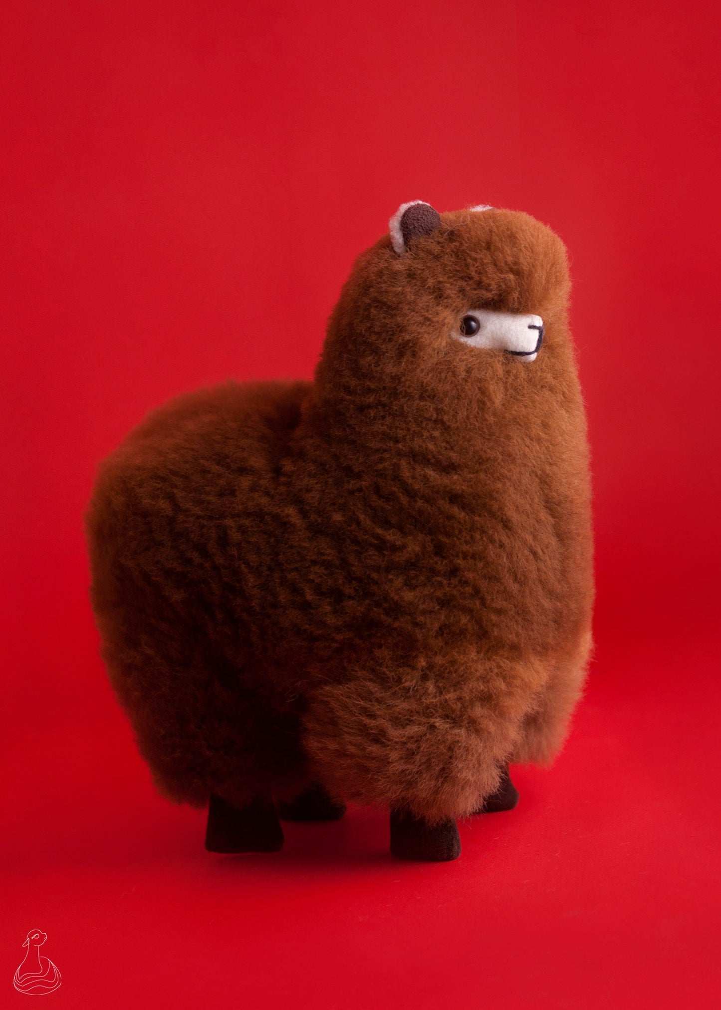 ALPACA FUR TOY | Natural White & Mocha Handcrafted Alpaca Fur Stuffed Plush