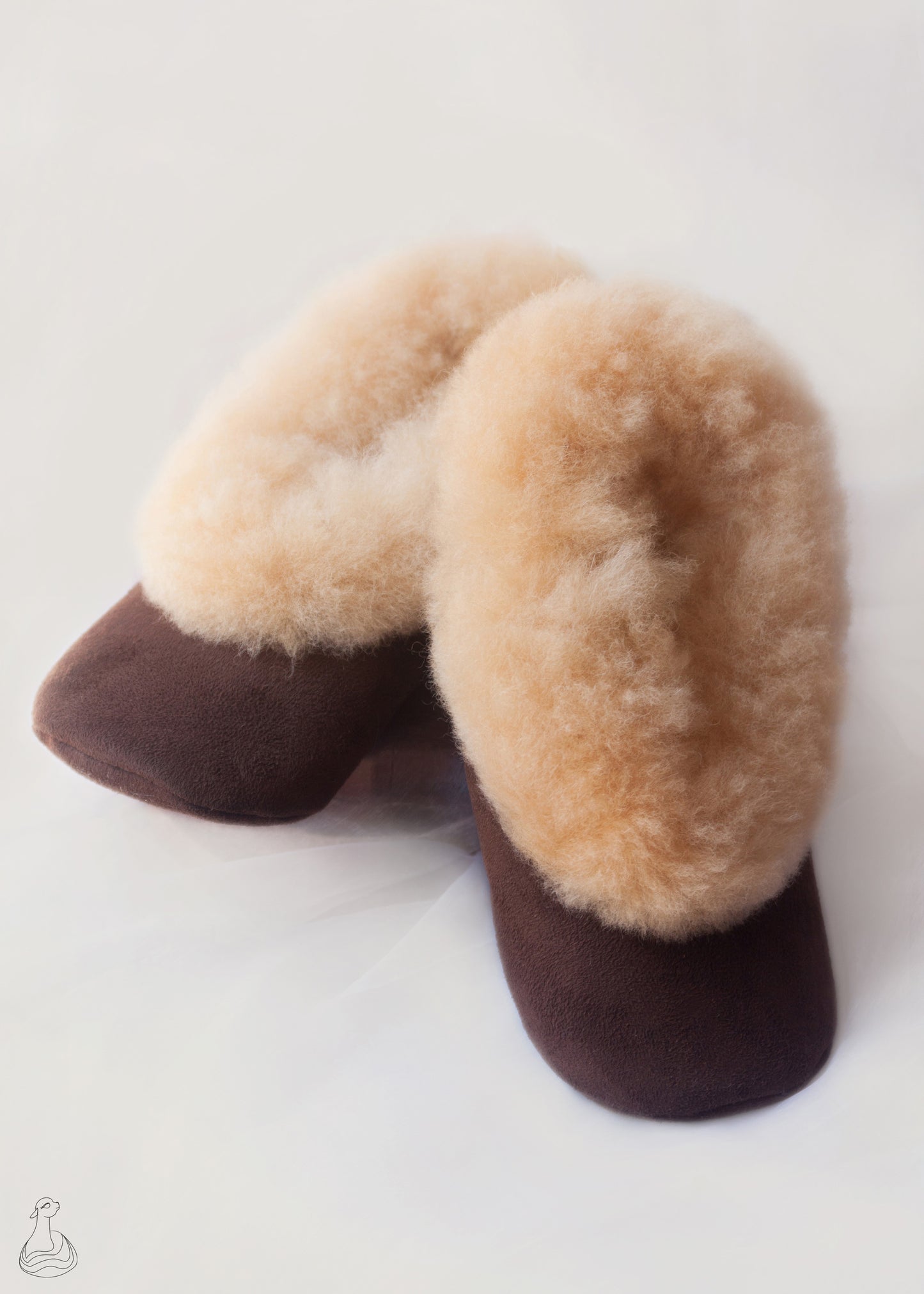 Chaussons en fourrure d'alpaga | Chaussons beiges en fourrure d'alpaga | Chaussons en fourrure faits main