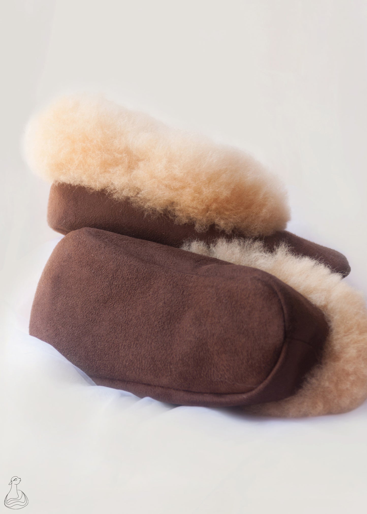 Chaussons en fourrure d'alpaga | Chaussons beiges en fourrure d'alpaga | Chaussons en fourrure faits main