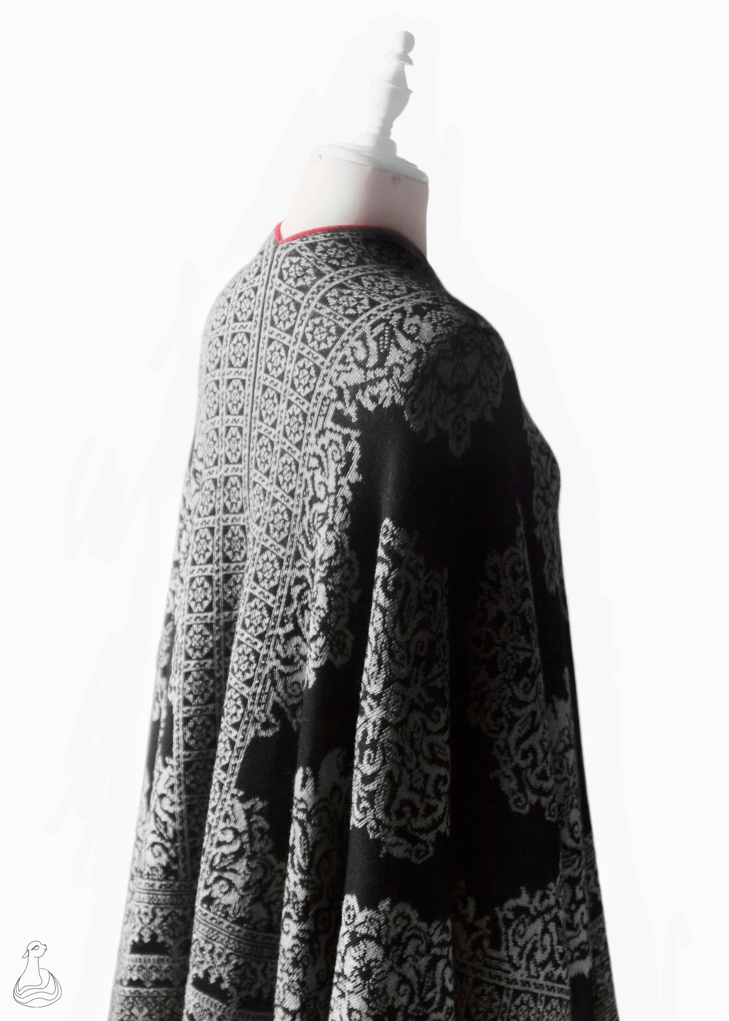 BABY ALPACA RUANA | Luxury Reversible Handcrafted Jacquard Shawl