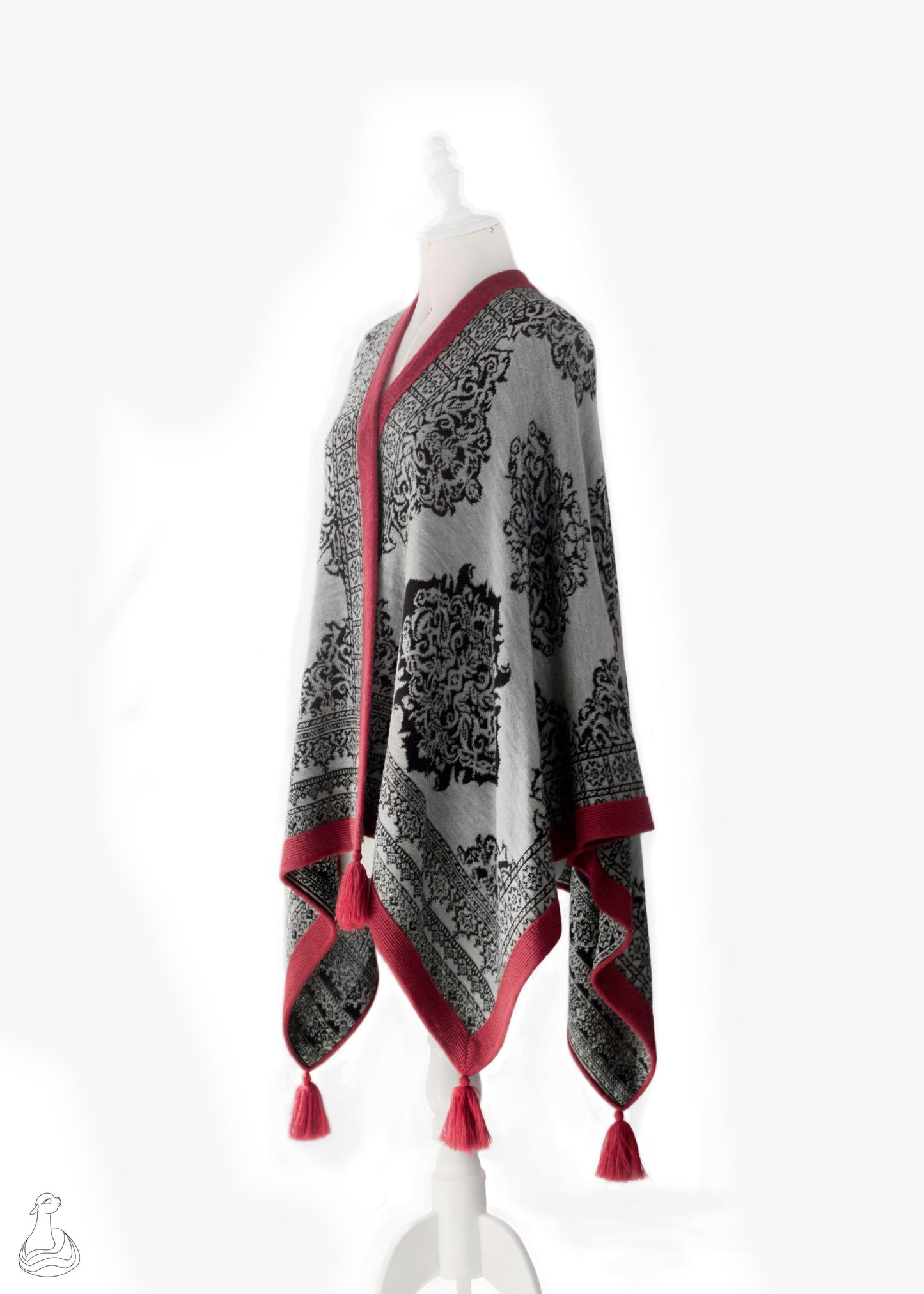 BABY ALPACA RUANA | Luxury Reversible Handcrafted Jacquard Shawl