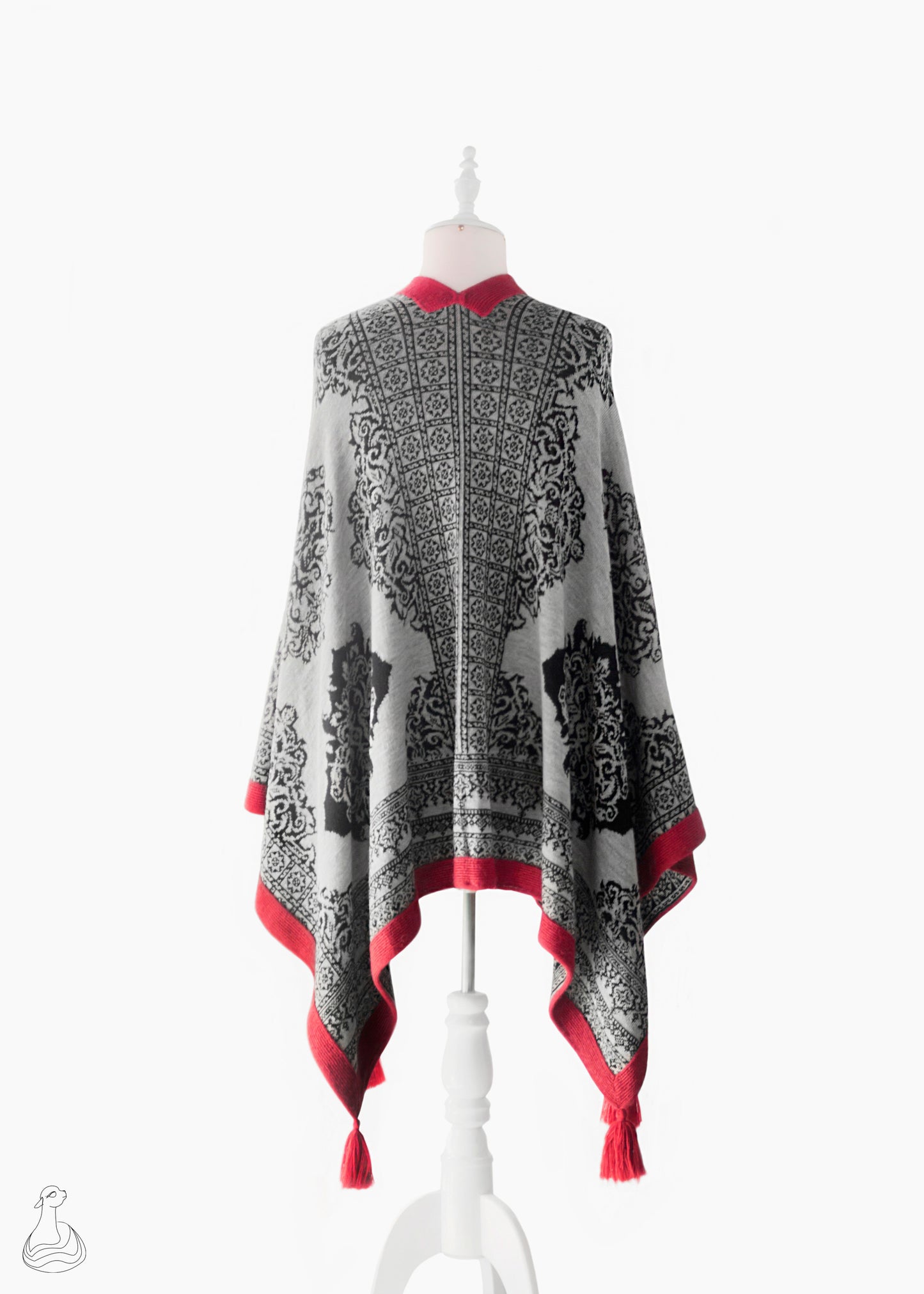 BABY ALPACA RUANA | Luxury Reversible Handcrafted Jacquard Shawl