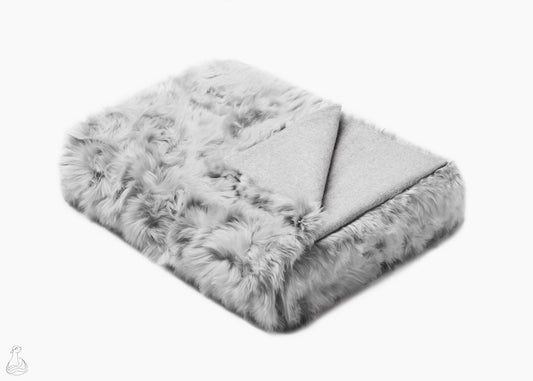 BABY ALPACA FUR BLANKET | Luxury Silver Mist Baby Alpaca Fur Throw