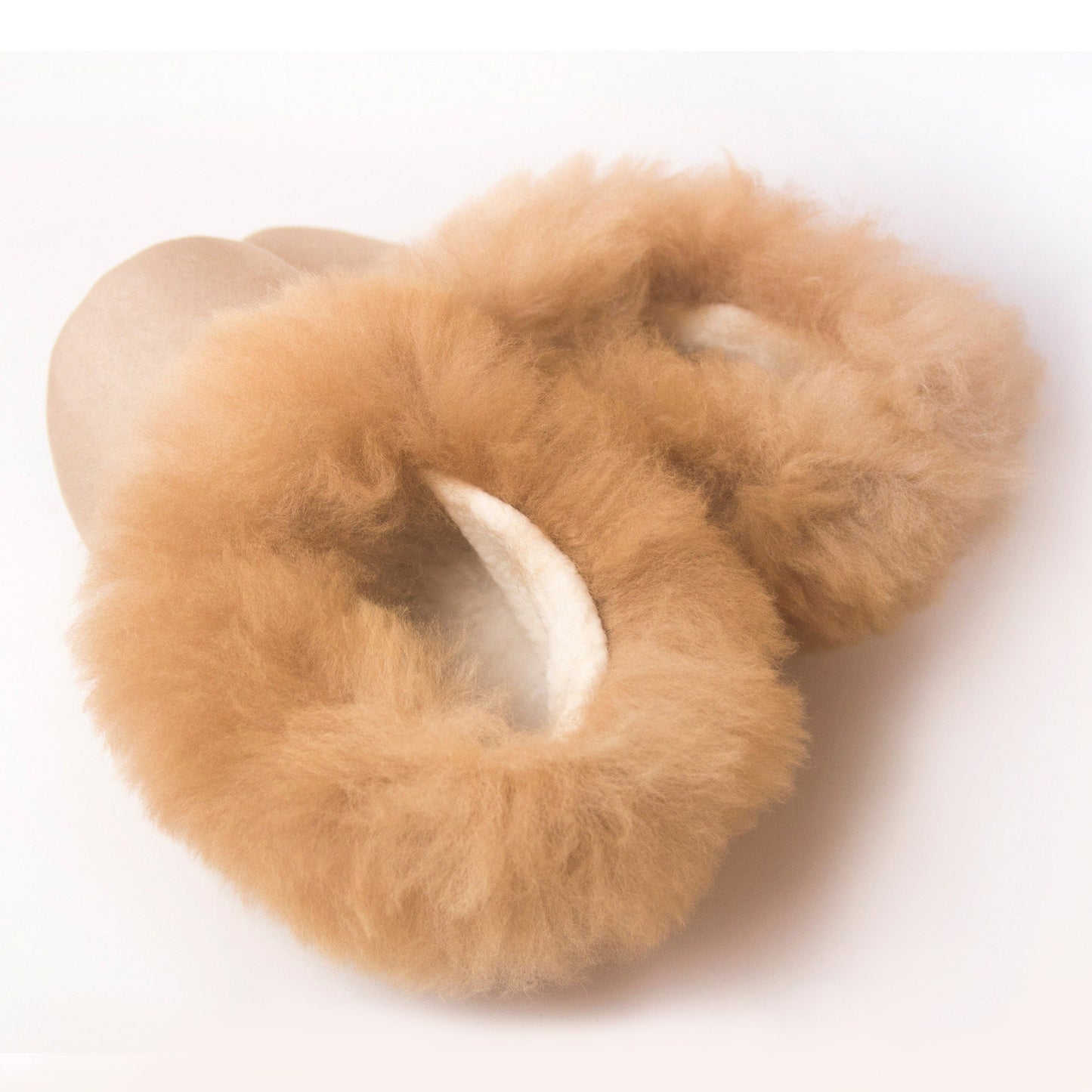 Chaussons en fourrure d'alpaga | Chaussons beiges en fourrure d'alpaga | Chaussons en fourrure faits main