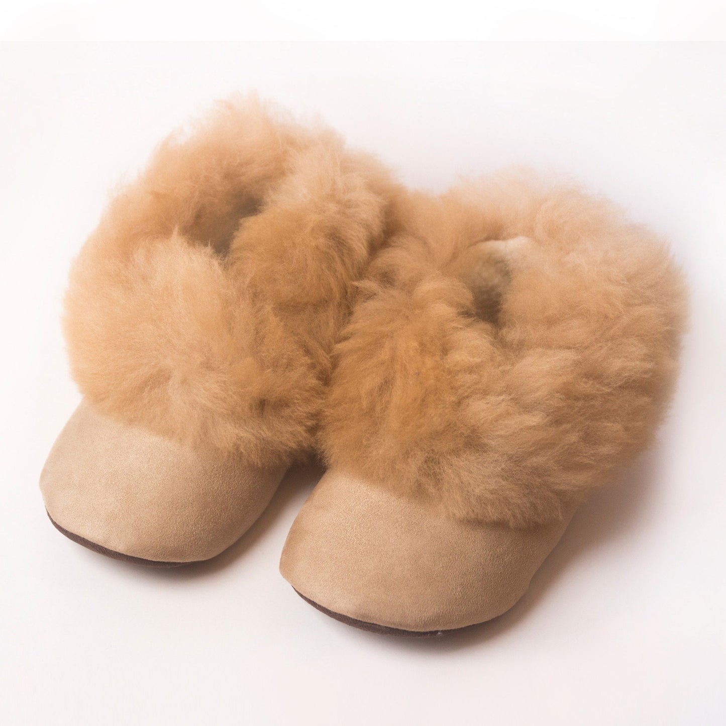Chaussons en fourrure d'alpaga | Chaussons beiges en fourrure d'alpaga | Chaussons en fourrure faits main