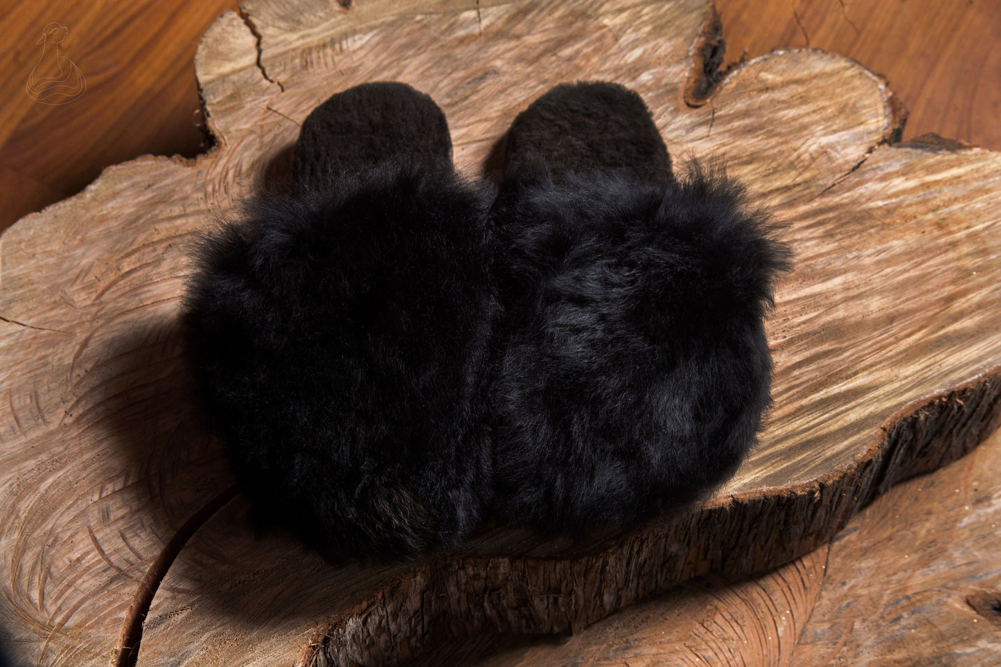 BABY ALPACA SLIPPERS | Black Slippers Alpaca Fur | Handmade Fur Slippers