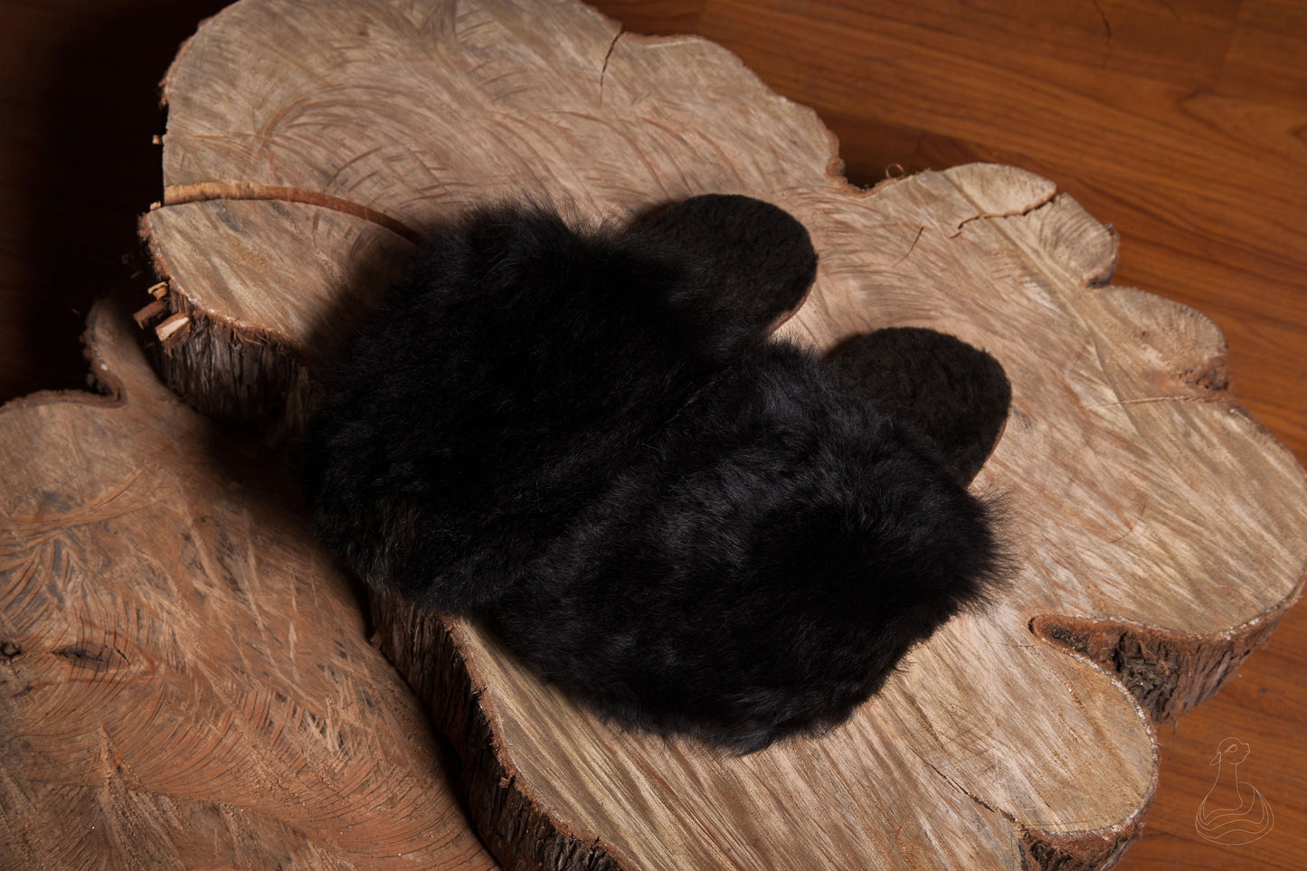 BABY ALPACA SLIPPERS | Black Slippers Alpaca Fur | Handmade Fur Slippers