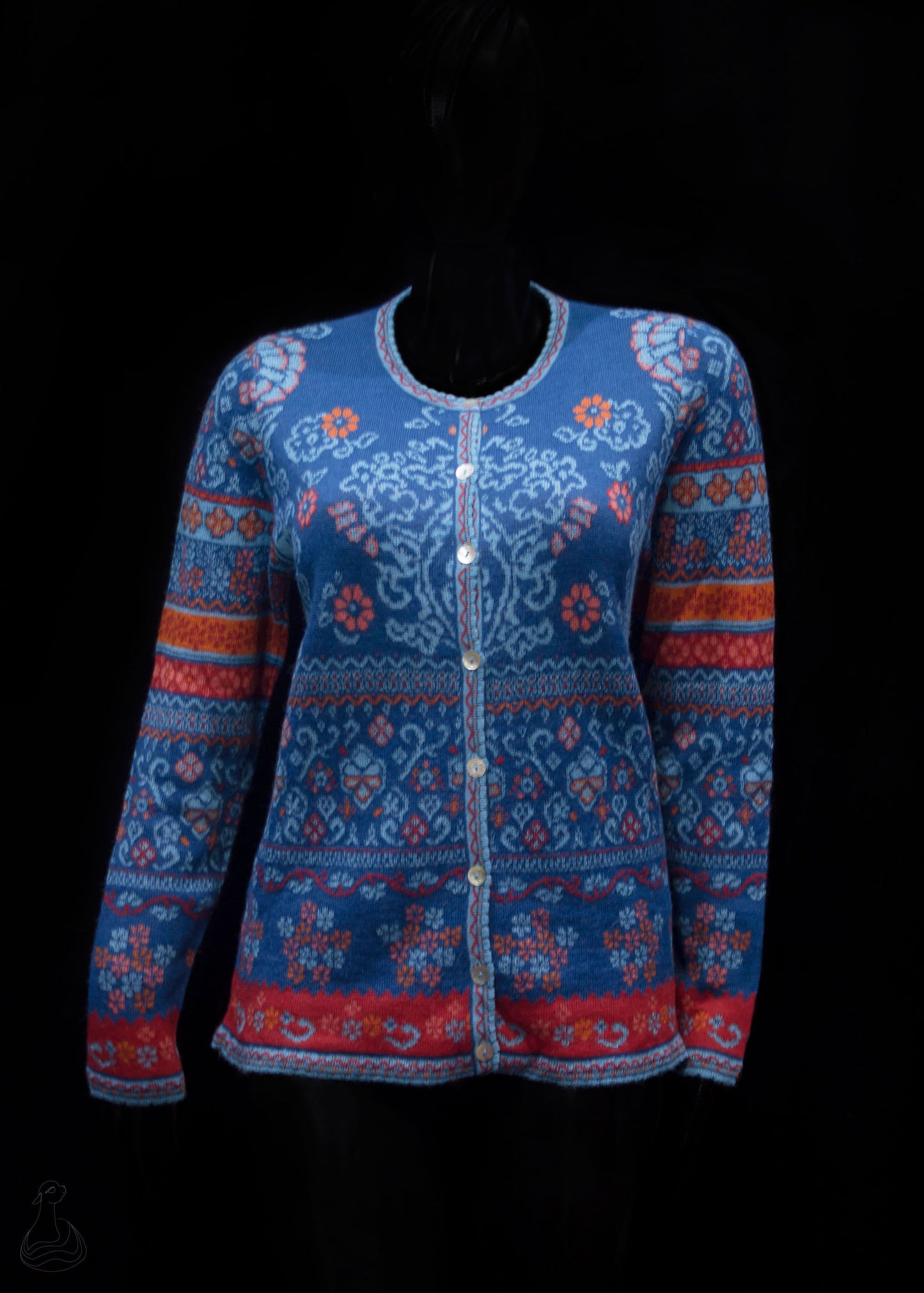 Baby Alpaca Woman Cardigan | 100% Baby Alpaca with Mother-of-Pearl Buttons | Luxury Peruvian Style Jacquard Pattern